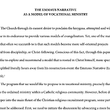 The Emmaus Narrative as a model of Vocational Ministry
